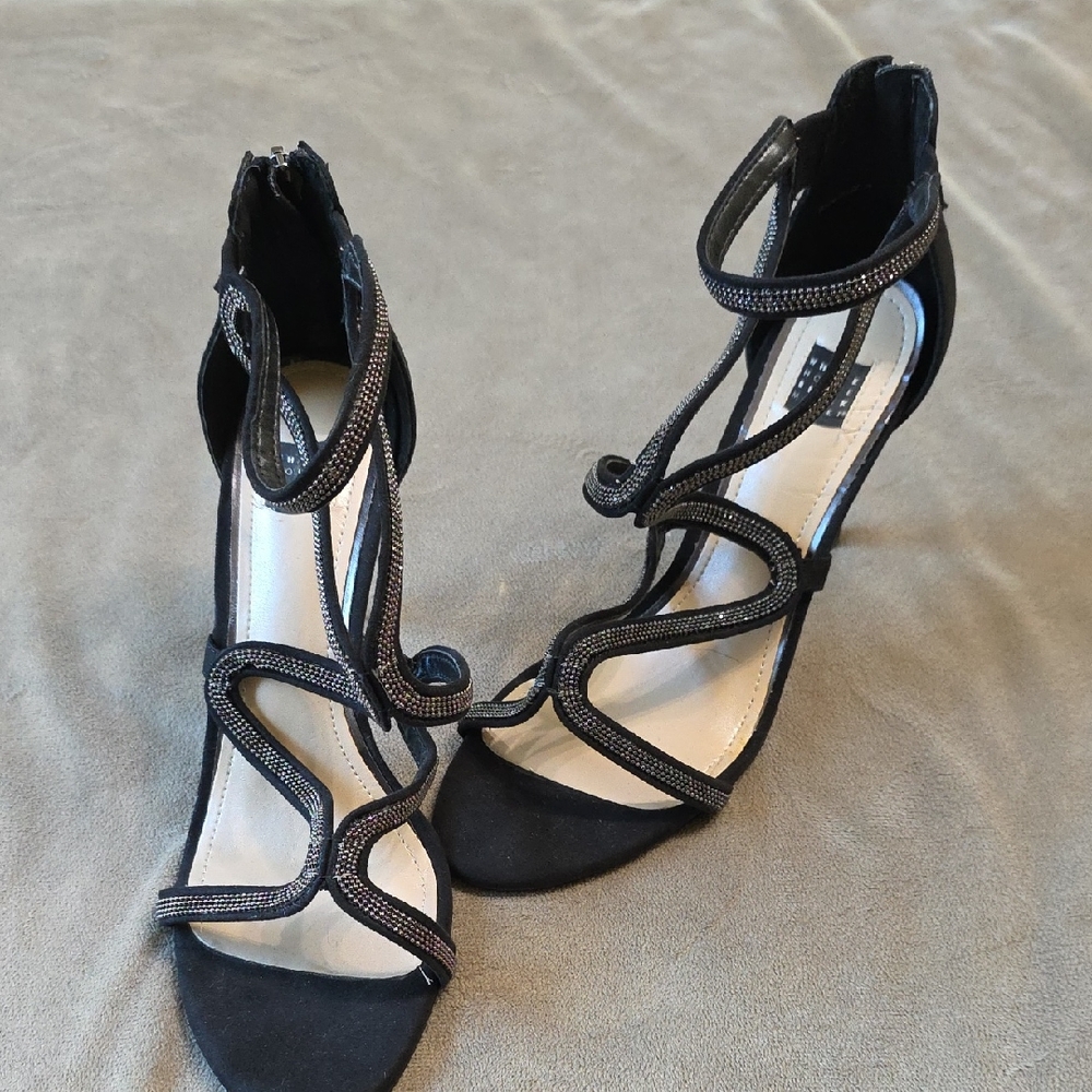 White House Black Market Black Strappy Heels